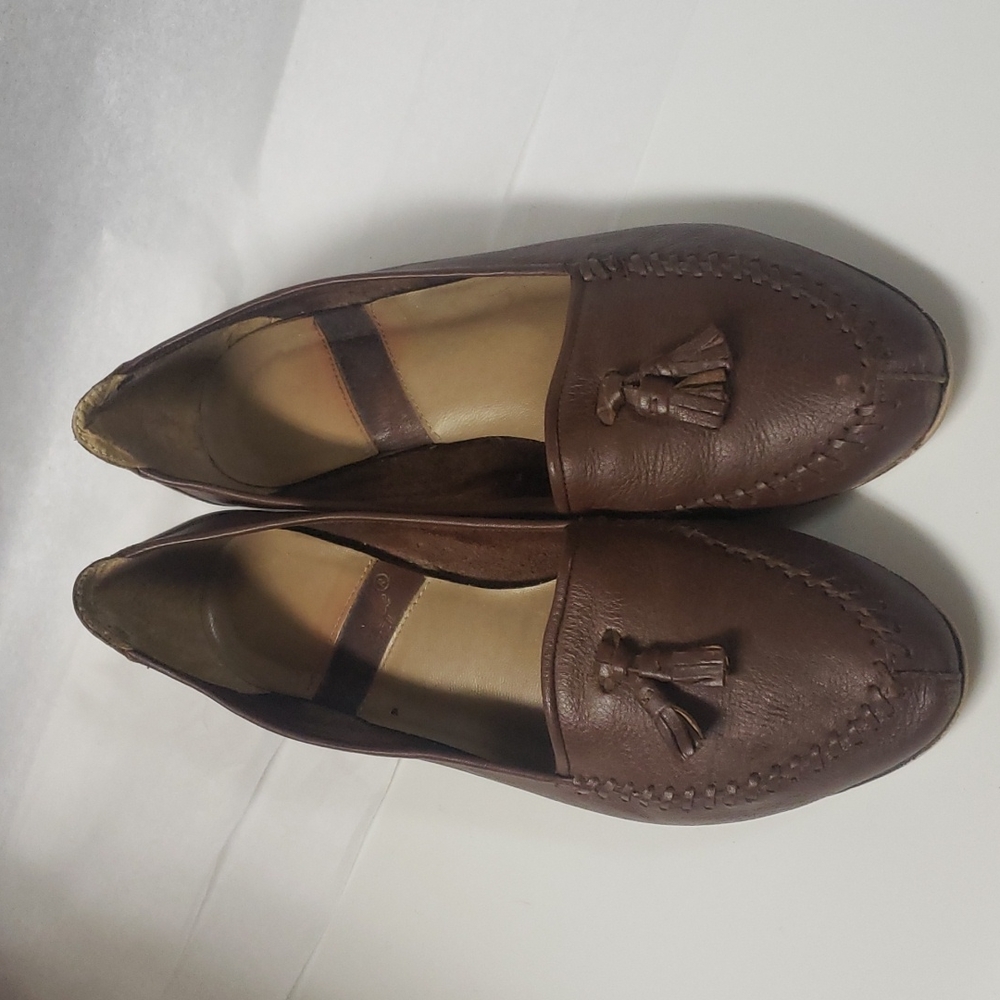 Vintage Nouvelle Brazil Soft Brown Leather Moccasin Style Tassel Flats Womens 9M